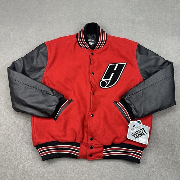 Holloway Other - Holloway Original Varsity Jacket Genuine Leather Wool Men's L Red Black White